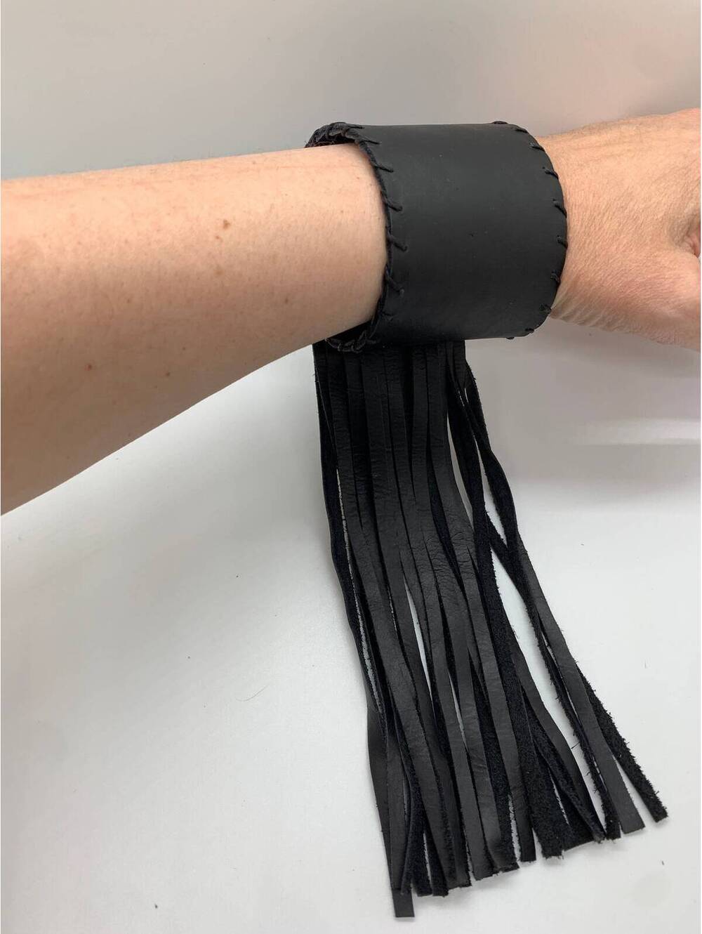 Handmade Leather Fringe Cuff Bracelet: Argentine Leather
